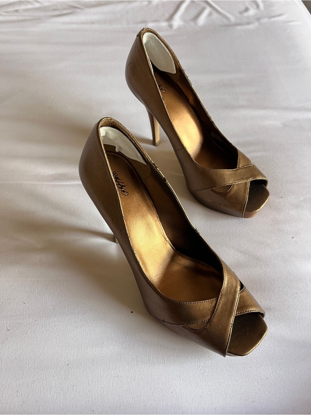 Mossimo Bronze Metallic Peep Toe High Heel Stiletto Pumps Shoes Size 6